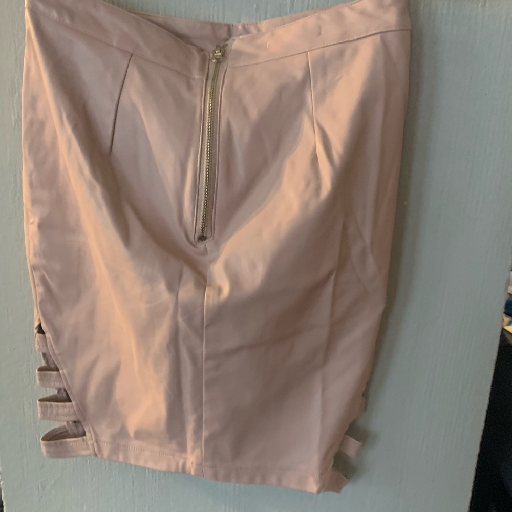 Light pink faux leather skirt